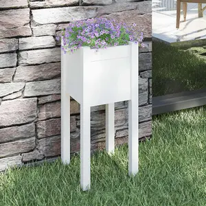 Berkfield Garden Planter White 31x31x70 cm Solid Pinewood