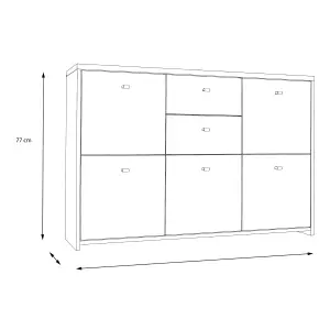 Best Chest Storage Cabinet with 2 Drawers and 5 Doors in Artisan Oak/White