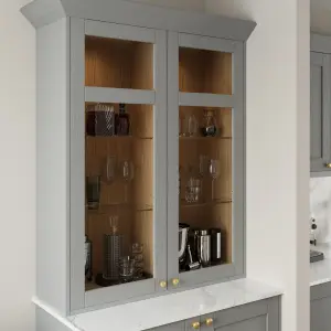 GoodHome Alpinia Matt grey wood effect Shaker Glazed Dresser Cabinet door (W)500mm (H)1425mm (T)18mm