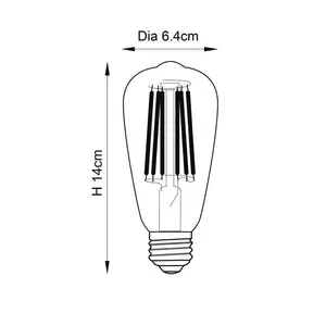 6W E27 ES ST64 Pear LED Dimmable Bulb - 650lm 2700K Warm White