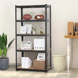 Yaheetech Black Metal 5 Tier Storage Rack with Adjustable Shelves