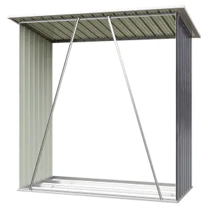 5 x 2 ft Grey Metal Log Storage Shed Firewood Rack Outdoor Log Store