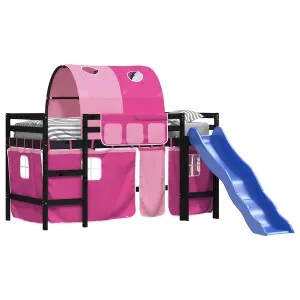 Berkfield Kids' Loft Bed with Tunnel without Mattress Pink 90x200 cm