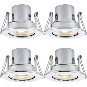 4 PACK Recessed Tiltable Ceiling Downlight - 8.5W Cool White LED Chrome Plate