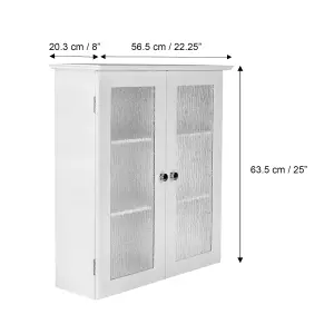 Teamson Home Wall Mounted Bathroom Cabinet with 2 Glass Doors, Bathroom Storage, White