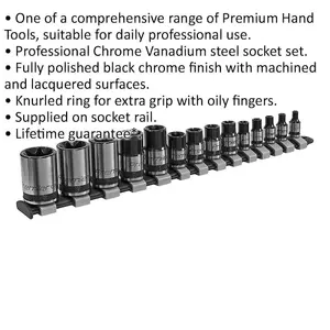 14 PACK TRX Star Socket Set - 1/4" 3/8" 1/2" Square Drive PREMIUM BLACK CHROME