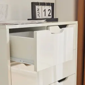 Bedroom White High Gloss 2+2 Drawers Chest Bedroom Storage Cabinet Chest Drawer