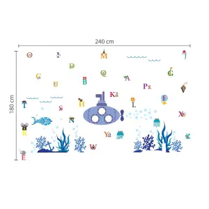 Walplus Combo Kids Ocean World Wall Sticker - Walplus Alphabet PVC