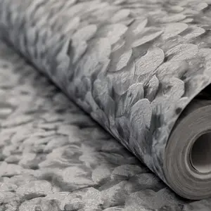 Galerie Salt Arco Black Cumin 3D Embossed Lustre Flower Leaf Wallpaper Roll