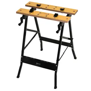 DURHAND 4-in-1 Work Bench Adjustable Saw Horse Clamp Table Foldable Black