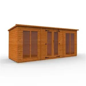 16ft x 6ft (4750mm x 1750mm) Horsforth Shiplap Full Pane Pent Retreat Summerhouse with 4 Windows