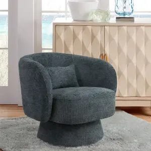 Dark Green Upholstered Swivel Chair with Pillow for Living Room,Bedroom