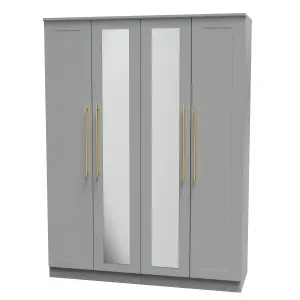 Helmsley Tall 4 Door 2 Centre Mirrors in Dusk Grey (Ready Assembled)