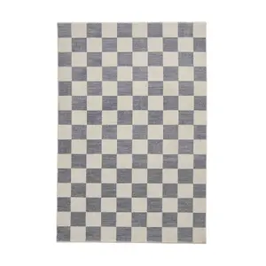 Baltimore 66618 Checkerboard Geometric Modern Rugs in Blue - 160x220cm