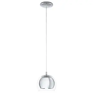 Pendant Ceiling Light Colour Chrome Plated Shade Clear Glass Bulb E27 1x40W