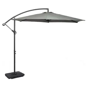 GardenCo 3m Grey Outdoor Cantilever Banana Garden Furniture Parasol with Fillable Base Weights & Cover