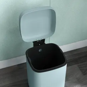 HOMCOM 12L Kitchen Pedal Bin, Metal Rubbish Bin with Soft-close Lid, Light Green