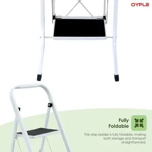 Oypla Foldable 3 Step Ladder Stepladder Non Slip Tread Safety Steel