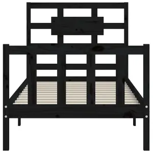 Berkfield Bed Frame with Headboard Black 90x200 cm Solid Wood