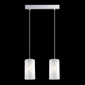 Luminosa Modern Hanging Pendant Chrome 2 Light  with Matt Shade, E27