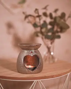 Silver Heart Wax Warmer Oil Burner