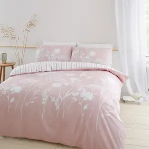 Catherine Lansfield Bedding Meadowsweet Floral Duvet Cover Set with Pillowcase Blush Pink