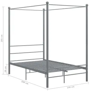 Berkfield Canopy Bed Frame Grey Metal 140x200 cm