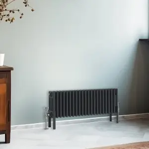 Right Radiators 300x1010 mm Horizontal Traditional 4 Column Cast Iron Style Radiator Anthracite