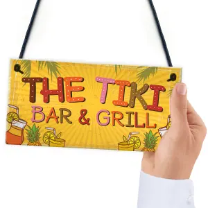 Red Ocean Tiki Bar Grill Party Hanging Home Bar Pub Plaque BBQ Cocktails Beach Decoration Sign