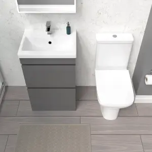 Nes Home 500mm Steel Grey 2 Drawers Basin Vanity & Close Coupled Toilet Set