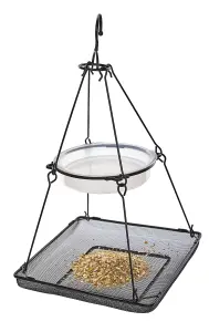 Hanging Wild Bird Feeding Station Seed Feeding Mesh Tray Dish and Water Dish Bowl