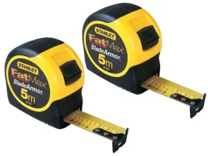 Stanley 0-33-720 Fatmax 2 x STA033720 5m Blade Armor Metric Only Tape Measures