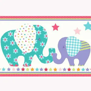 Patchwork Elephant Wallpaper Border - A13001