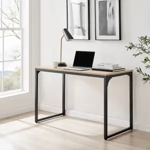 Furniturebox UK Kendrick Oak Effect Desk 120cm for Home Working Study Gaming Office Desk. Elegant Black Leg Melamine Desk