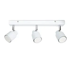 ValueLights Benton IP44 3 Way Bar Spotlight Gloss White