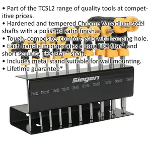 10-Piece T-Handle TRX-Star Key Set for Precision Fastening - Sizes T9 to T50