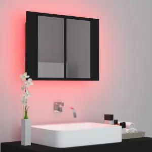 Berkfield LED Bathroom Mirror Cabinet Black 60x12x45 cm