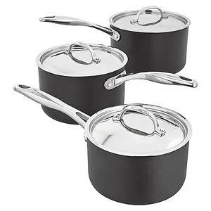 Stellar S6A1 3-Piece Saucepan Set Hard Anodised Black With Lids