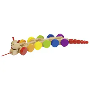 Goki Pull Wooden Along Caterpillar Toy