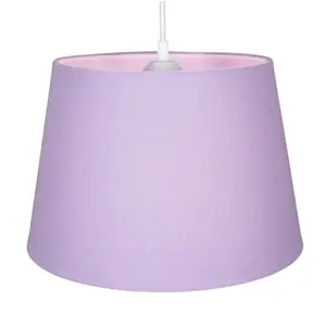 Traditional Linen Fabric Drum Shade for Pendant & Lampshade Lilac / 19cm H x 30cm W x 30cm D