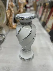 40Cm Spiral Crushed Diamond Ceramic Flower Vase White V070