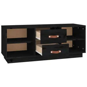 Berkfield TV Cabinet Black 100x34x40 cm Solid Wood Pine