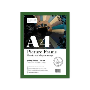 A4 Green Picture Frame Fits A4 (21 x 29.7cm - 8.3 x 11.7in) Poster, Photo, Artwork, or Print.