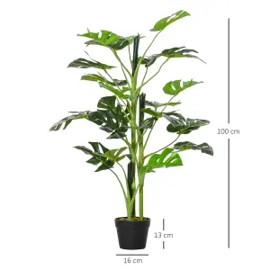 Outsunny 100cm/3.3FT Artificial Monstera Tree Fake Plant in Pot Indoor Outdoor