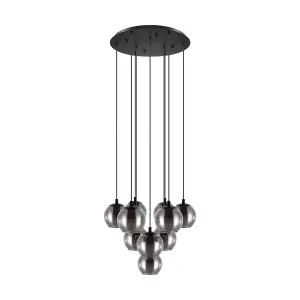 Pendant Ceiling Light Colour Black Shade Black Transparent Glass Vaporized E27 10x40W