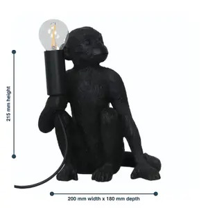 First Choice Lighting Black Monkey Table Lamp or Beside Light