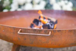 Primrose Corten Steel Fire Bowl With Round Legs 120cm Round