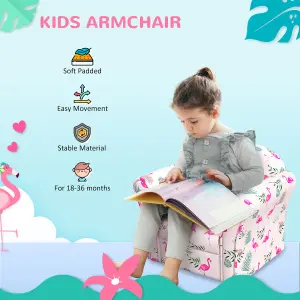 AIYAPLAY Kids Sofa Chair with Flamingo Design for Bedroom, Playroom, Pink