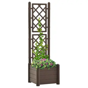 Berkfield Garden Planter with Trellis 43x43x142 cm PP Mocha