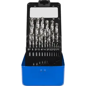 25 Piece HSS Drill Bit Set with Split Point Tips - 1mm to 13mm Sizes